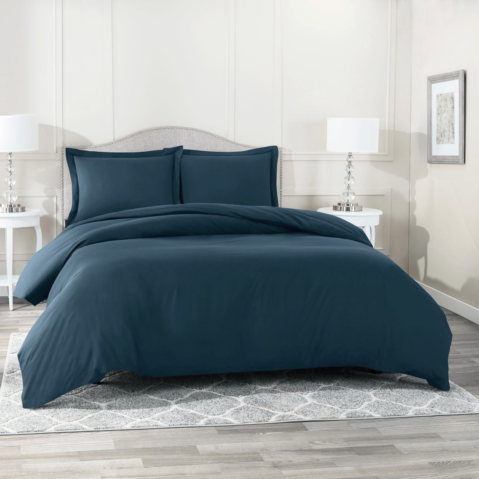 Комплект постельного белья из сатина ROS-007 темно-синий Elintale