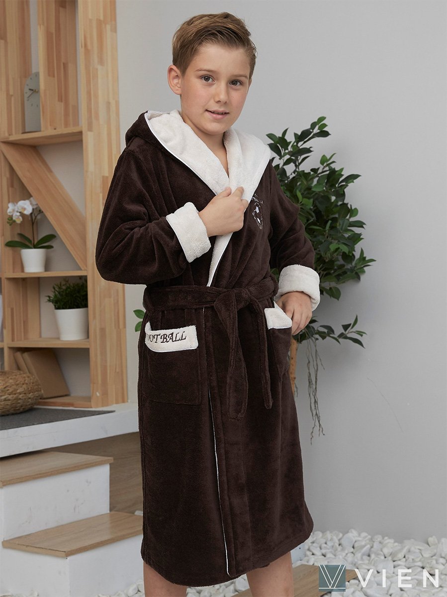 Детский халат с капюшоном Ronaldo коричневый Five Wien рис. 1