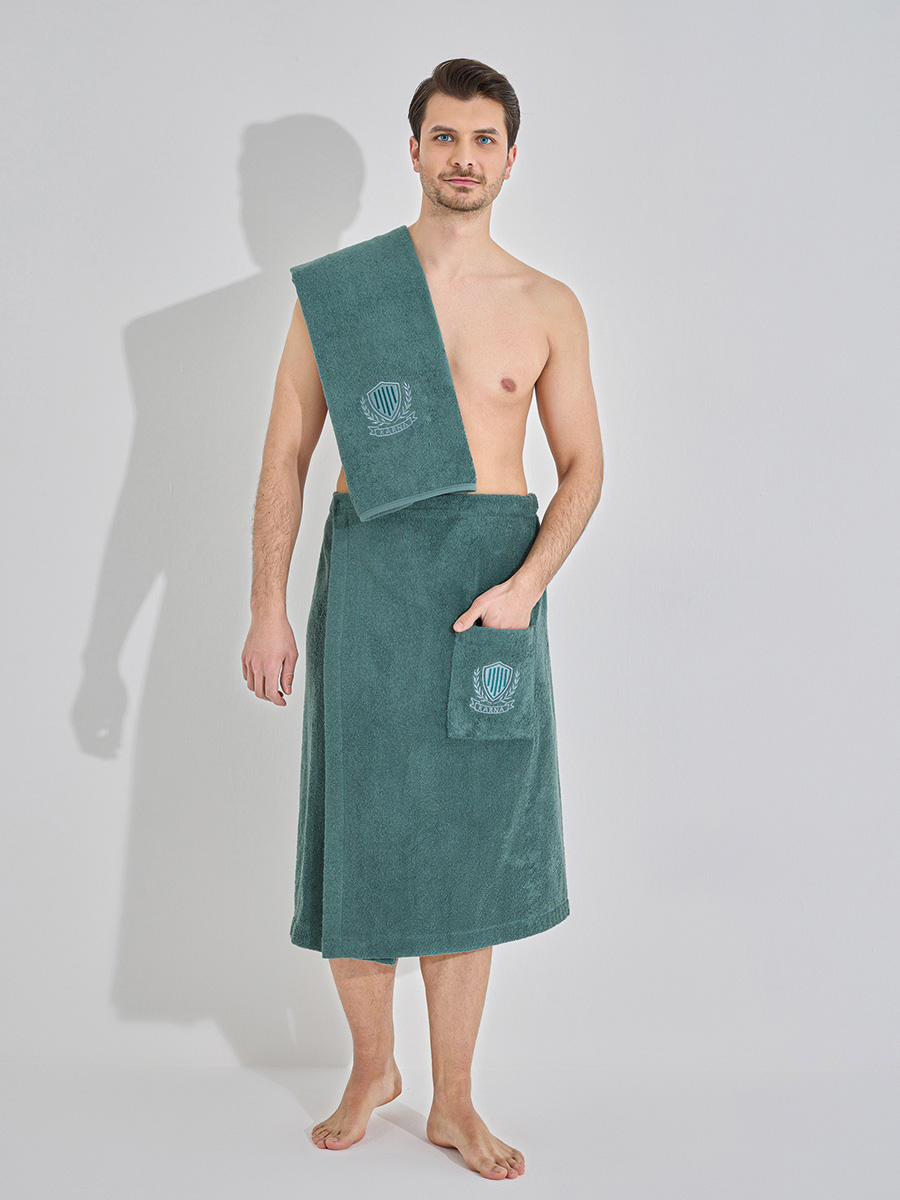 Мужской набор для сауны (килт, полотенце) 3868 Armen зеленый Karna