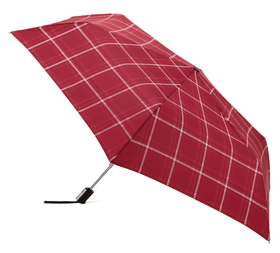 Зонт из эпонжа L3660 Клетка красный (полный автомат) 108 см Три слона рис. 1
