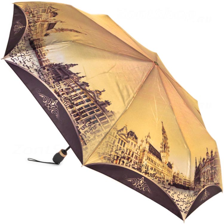 Сатиновый женский зонт 135 S Великолепие старого города (полный автомат) 104 см Три слона рис. 1