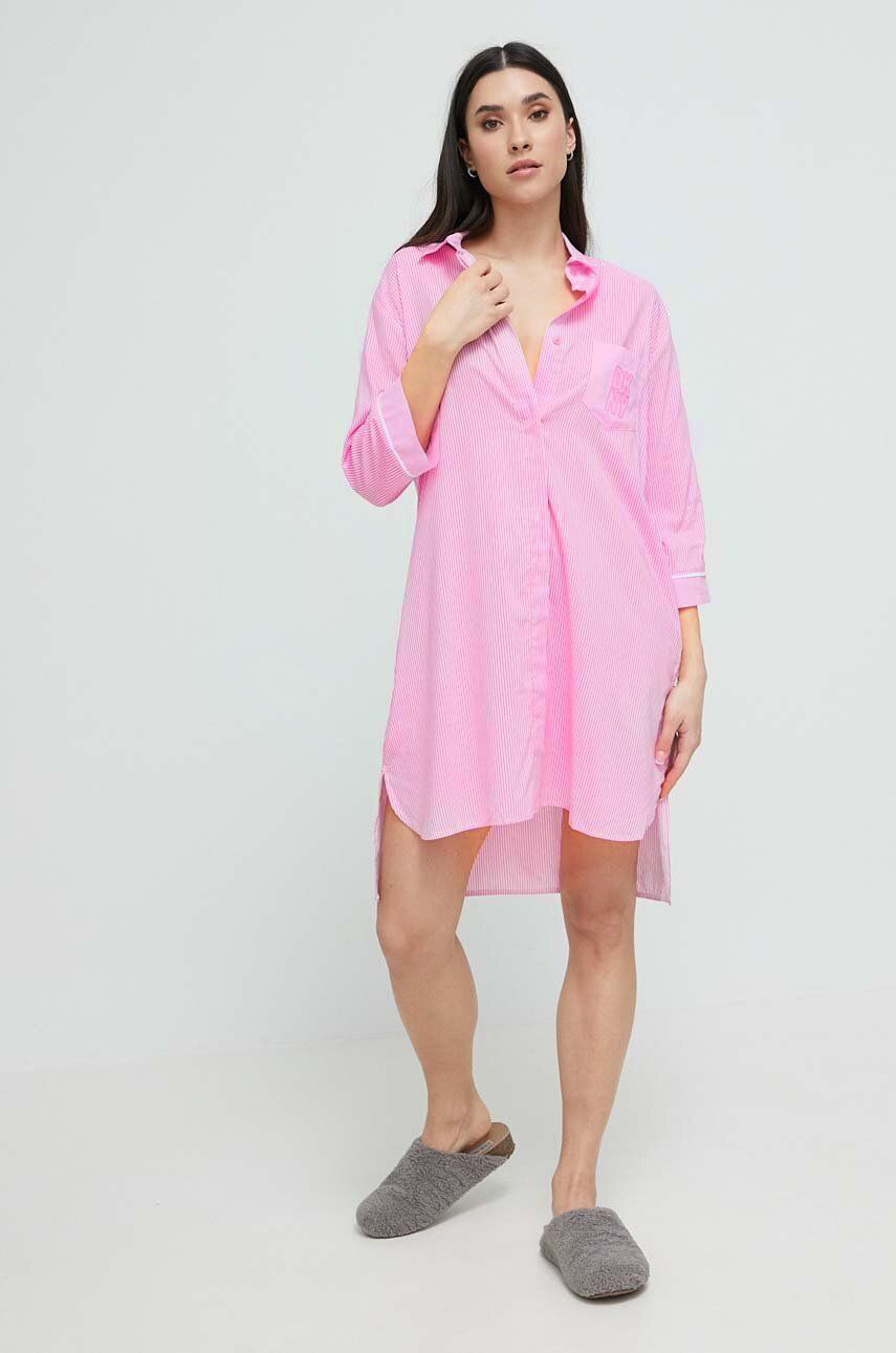 Штапельный халат-рубашка YI2122661 розовый DKNY рис. 1