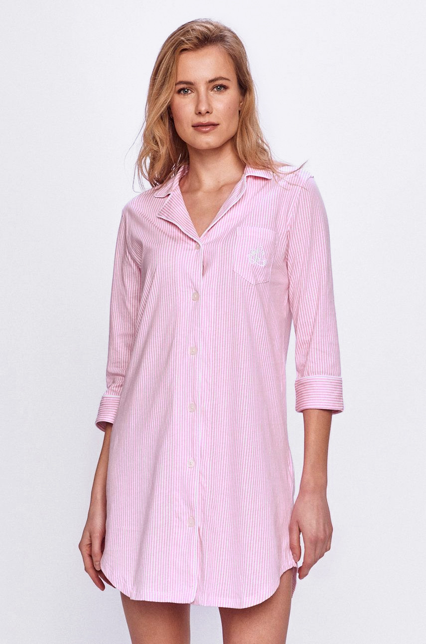 Халат-рубашка на пуговицах I813702 розовый-белый Ralph Lauren рис. 1