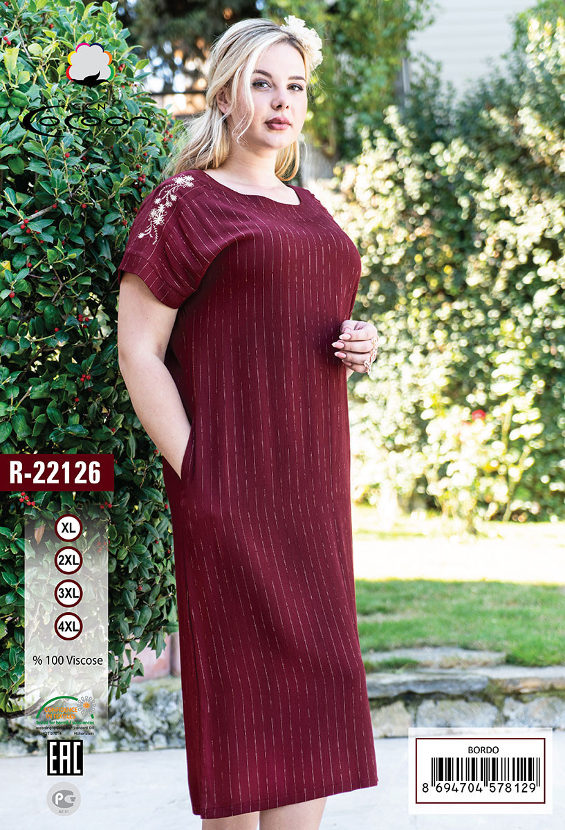 Женское платье R-22126 бордовый Cocoon рис. 1