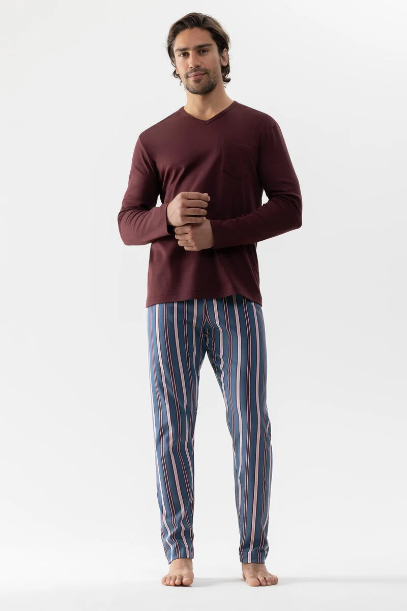Мужская трикотажная пижама (кофта, брюки) 34060 синий-бордовый Mey