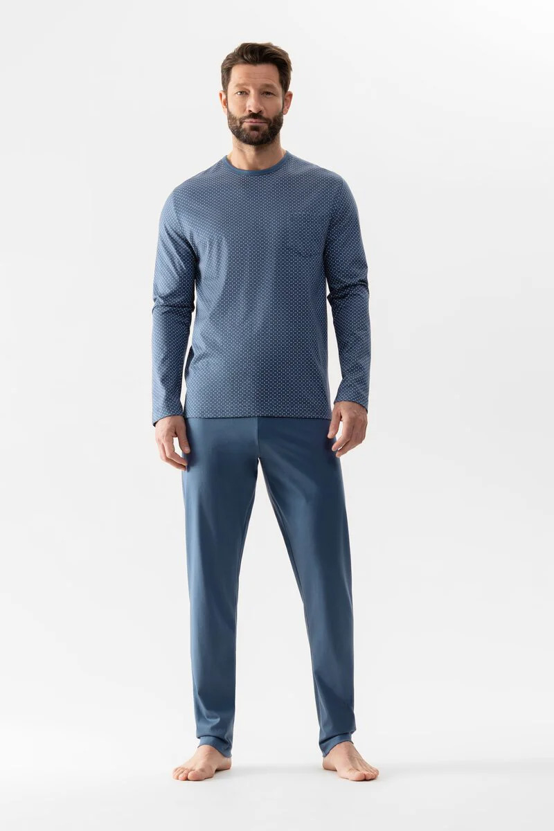 Мужская трикотажная пижама (кофта, брюки) 34062 синий Mey рис. 1