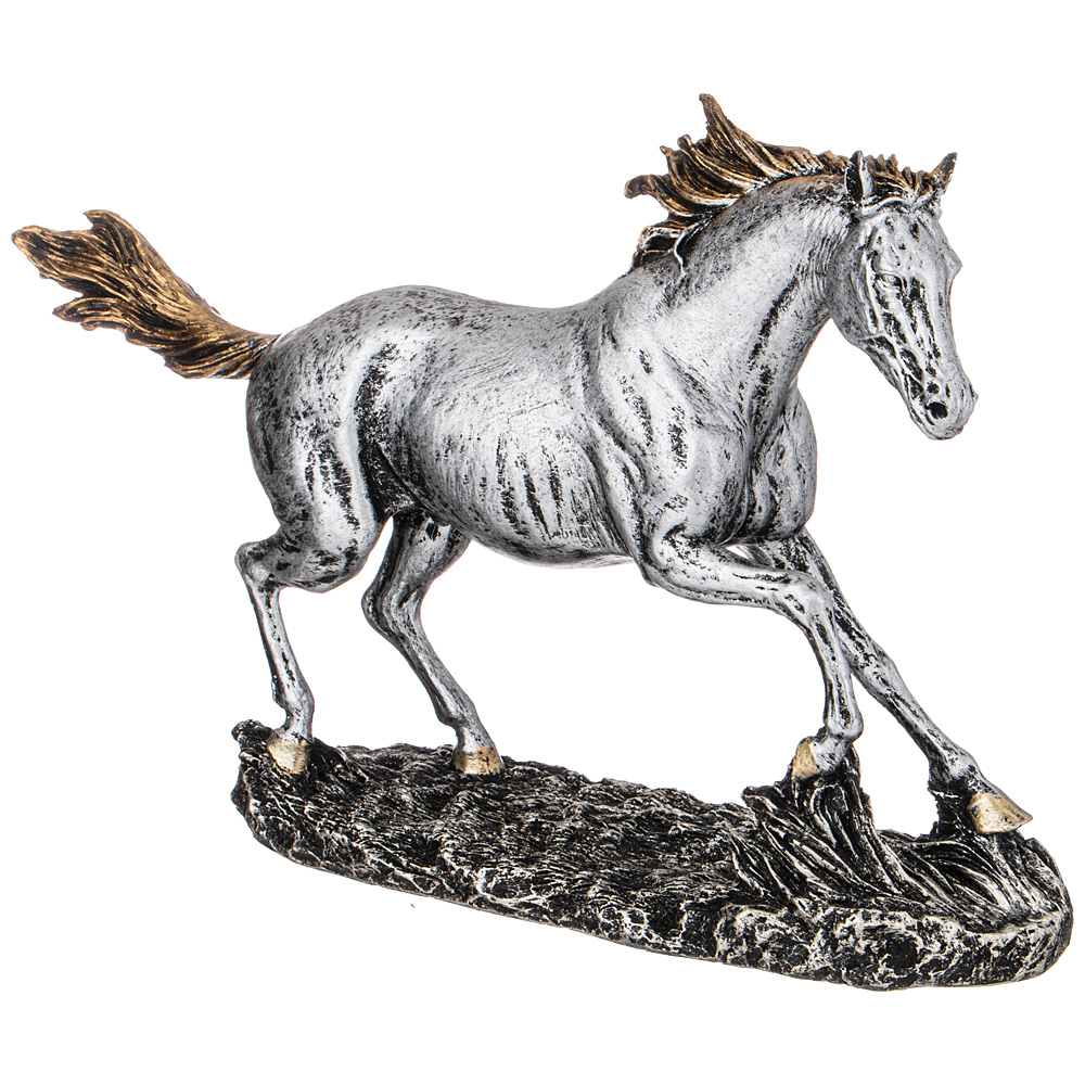 Фигурка 169-259 декоративная конь 34*22 см цвет: черненое серебро