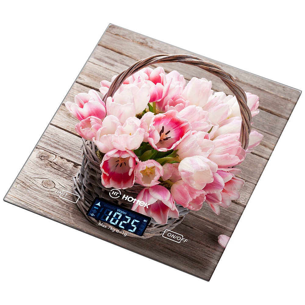 Весы кухонные "Розовые тюльпаны" Hottek ht-962-023 18*20 см