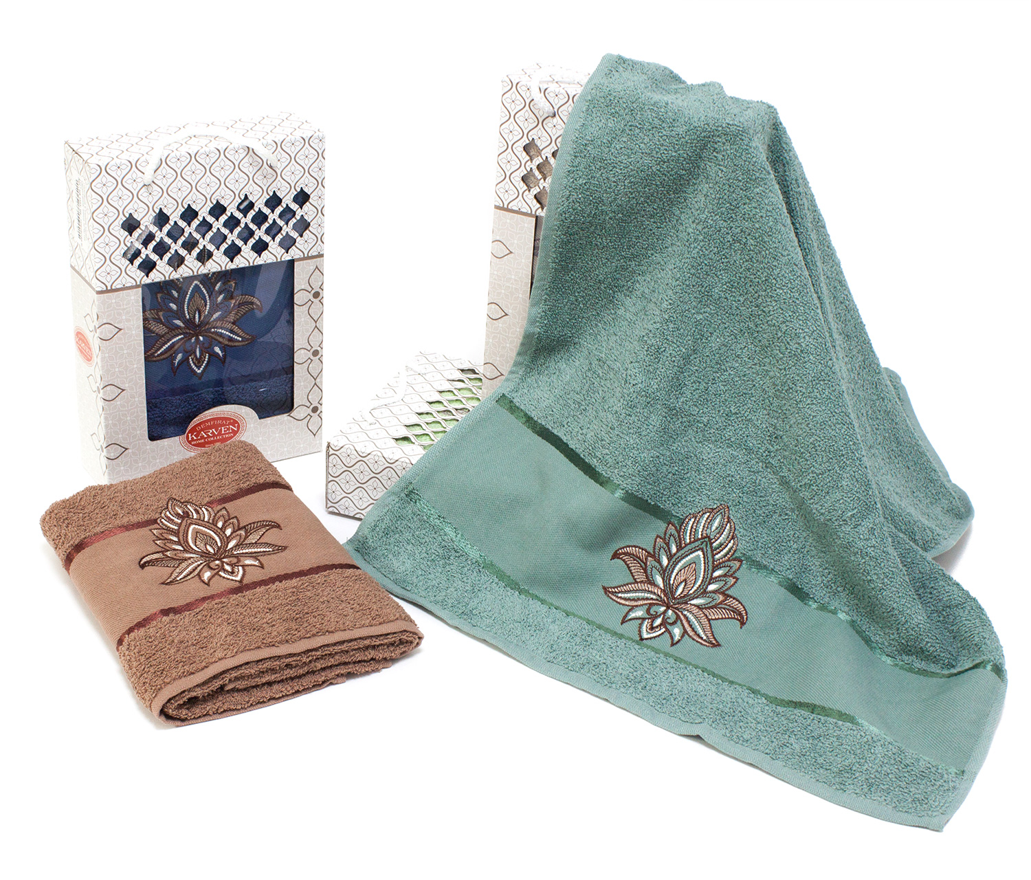Махровое полотенце с вышивкой (1 шт) 1553 Delikli/Henna DF рис. 1