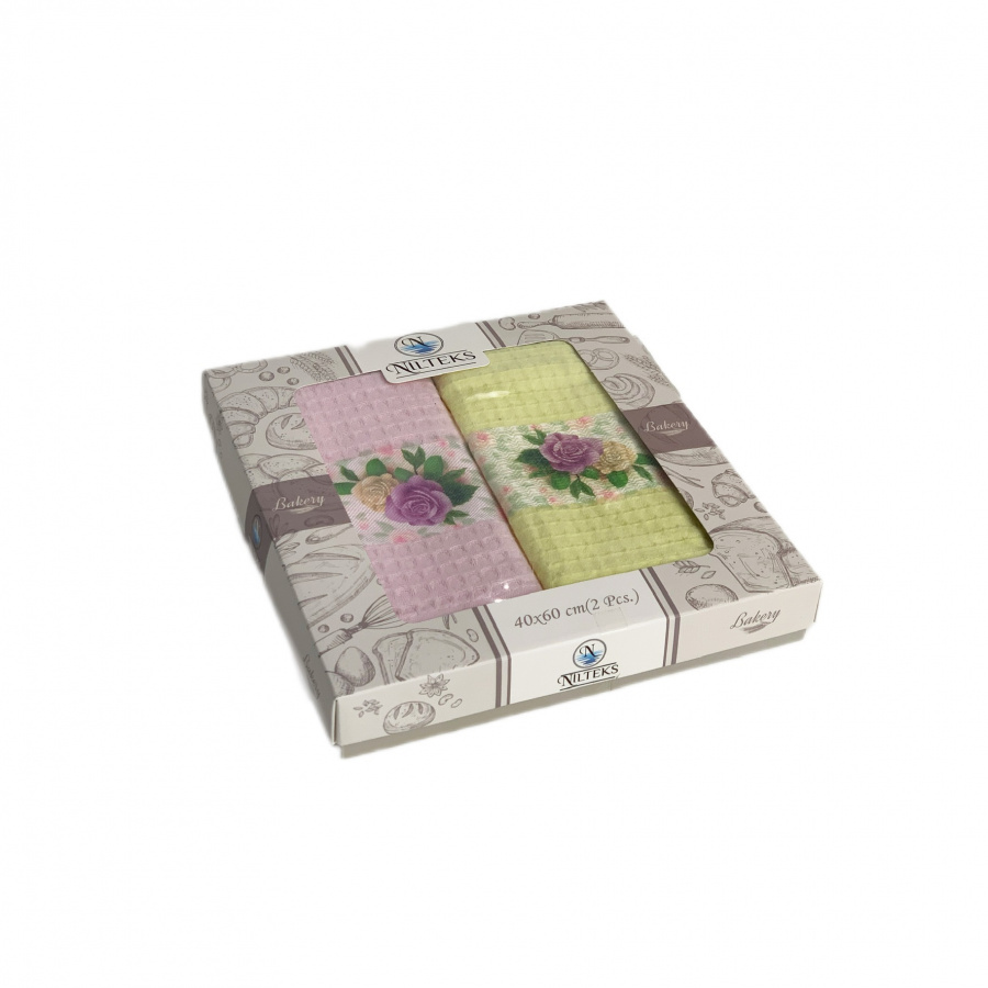 Комплект вафельных полотенец 40x60 (2 шт) 754 БУКЕТ-ШЛЯПА V11 Nilteks