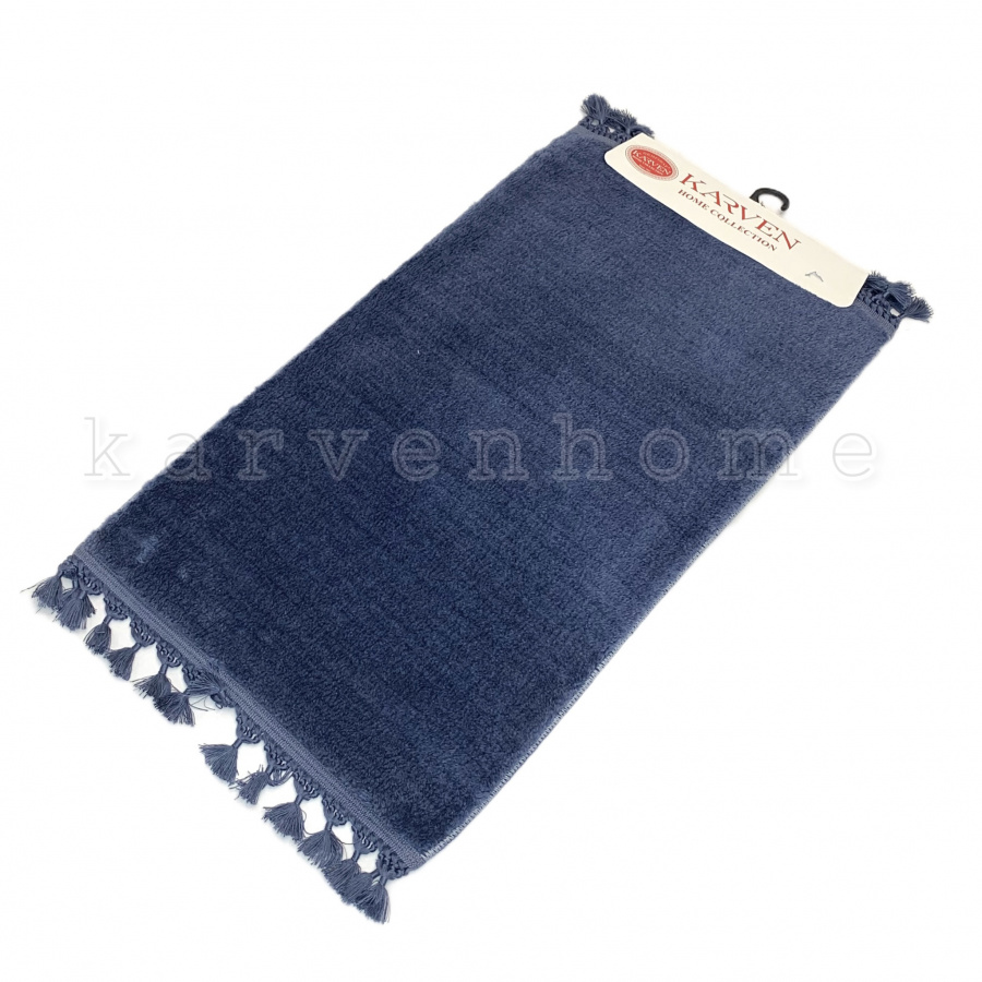 Комплект хлопковых ковриков (60х100 + 50х60) Post Dokuma Sacakli синий Karven