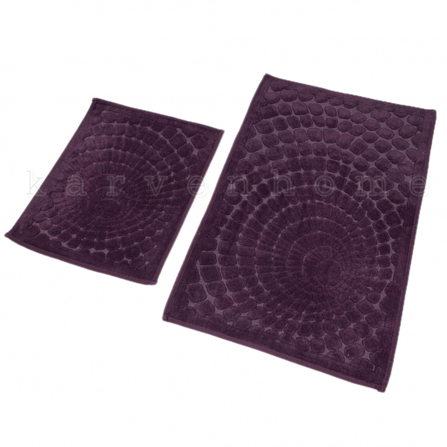 Жаккардовый комплект ковриков для ванной (60х100 + 50х60) Girdap фиолетовый Karven рис. 1