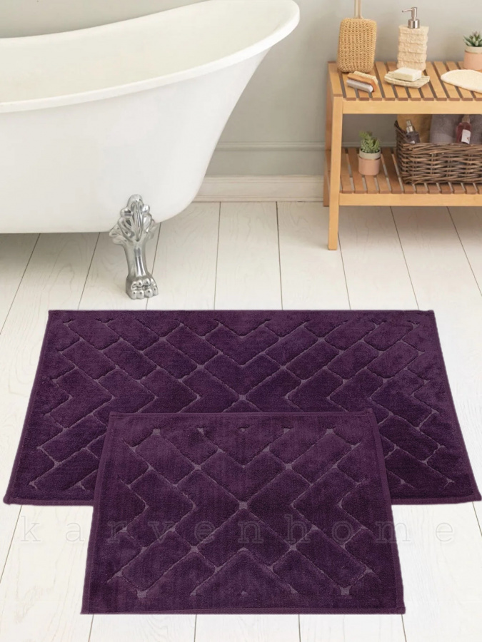 Комплект жаккардовых ковриков для ванной (60х100 + 50х60) Parke фиолетовый Karven