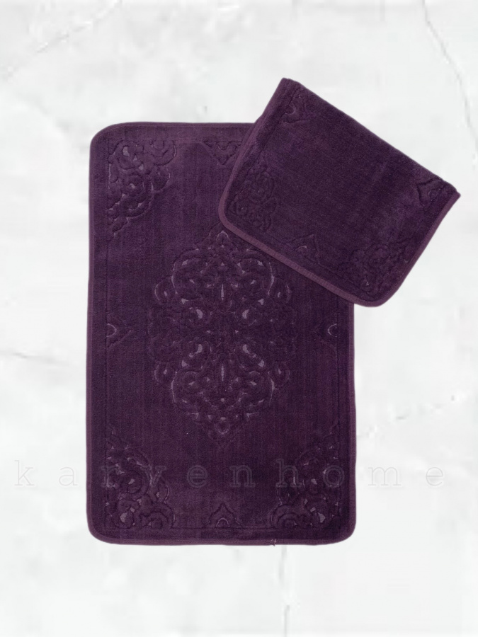 Комплект хлопковых ковриков (60х100 + 50х60) Ala фиолетовый Karven рис. 1