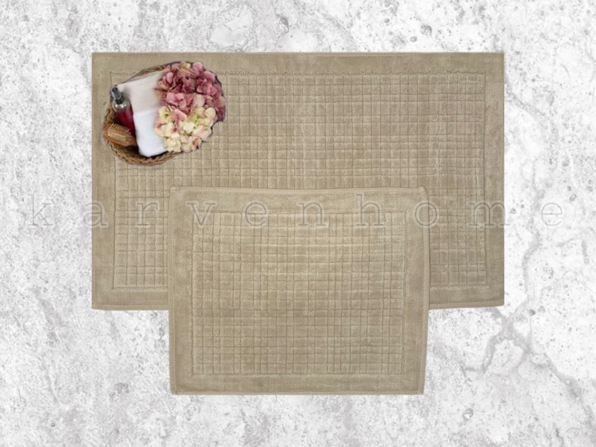 Комплект жаккардовых ковриков (60х100 + 50х60) Ekose бежевый Karven рис. 1