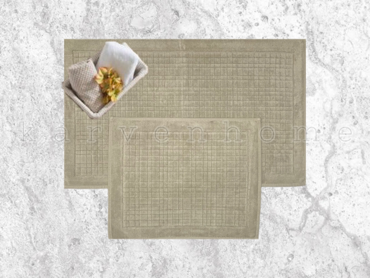 Комплект жаккардовых ковриков (60х100 + 50х60) Ekose бежевый Karven рис. 1