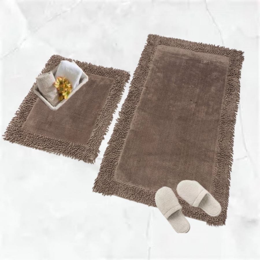 Комплект ковриков для ванной (60х100 + 50х60) K.M.Duz темно-бежевый Karven