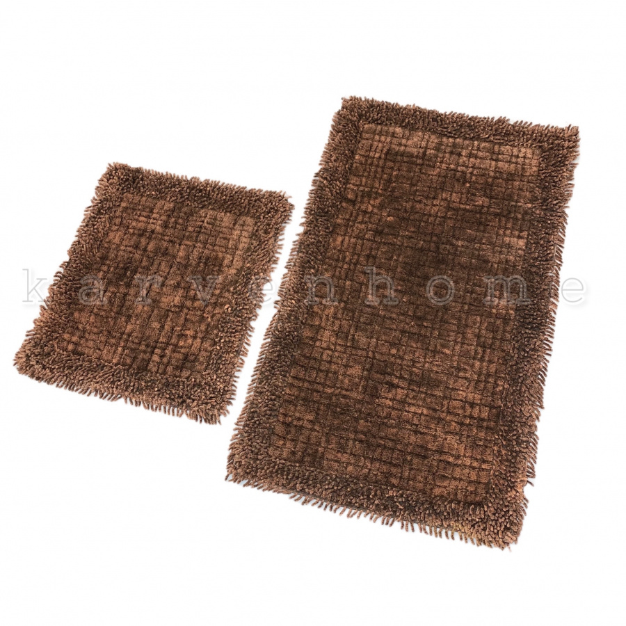 Комплект жаккардовых ковриков (60х100 + 50х60) Ekose Eskiеme коричневый Karven рис. 1