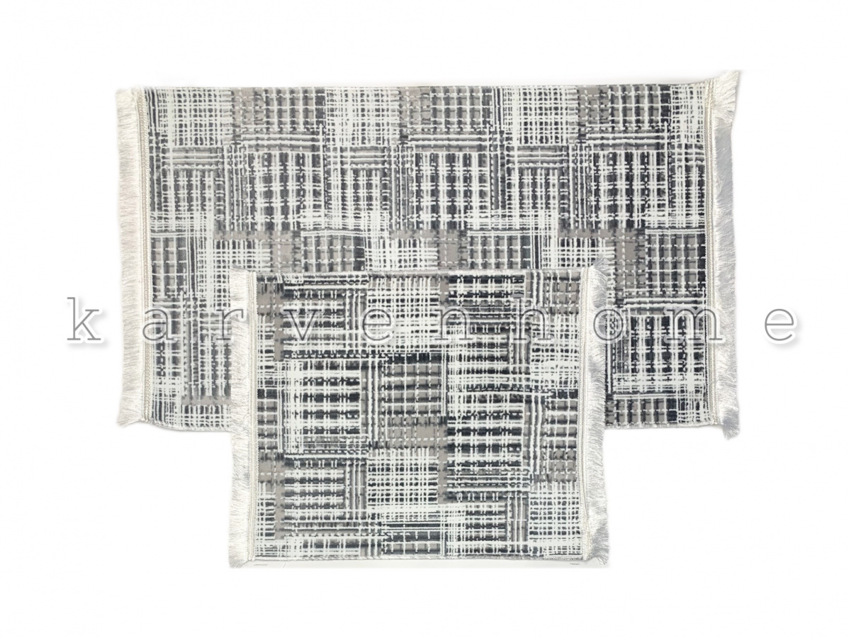 Комплект ковриков с бахромой (60х100 + 50х60) Saten v-8 Karven рис. 1