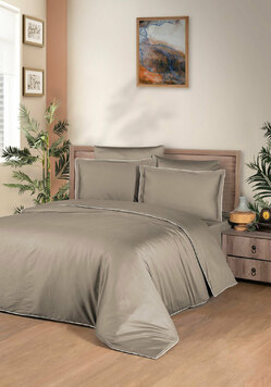Сатиновое постельное белье Delux Premium 11987 Lucca коричневый Doco