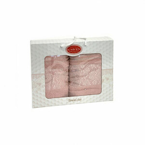 Комплект жаккардовых полотенец (50*90+70*140) HS 1697 Pink Damaks V-5 Karven