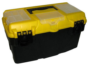 Ящик для инструментов М 2936 с секциями титан 18 черный-желтый 43х23,5х25 см