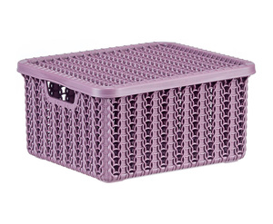Коробка М 2368 вязание с крышкой пурпурный 14,8х17х8,5 см