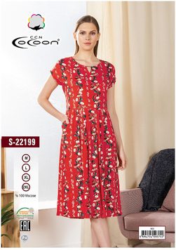 Платье из штапельной ткани S-22199 красный Cocoon