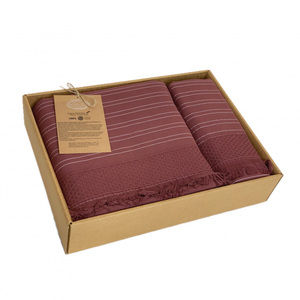 Хлопковый комплект полотенец (50х90, 70х140) 1721 Orendo бордовый Karven