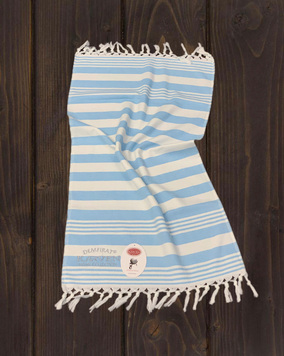 Махровое полотенце с кистями 3278 v1 голубой Karna