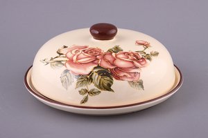 Блюдо 358-466 "Корейская роза" для блинов с крышкой, 10*23 см