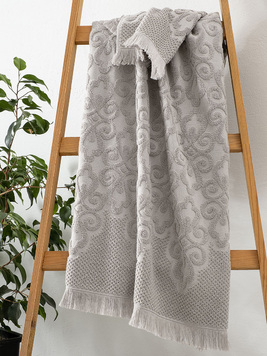 Жаккардовое полотенце из махры (1 шт) Neroli светло-серый Karna