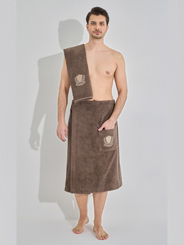 Мужской набор для сауны (килт, полотенце) 3868 Armen темно-коричневый Karna