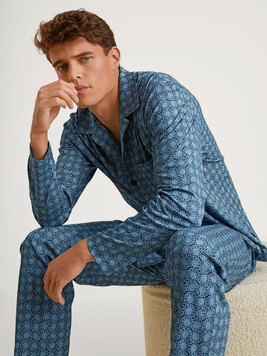 Трикотажная пижама (жакет, брюки) 46782 (407) синий Calida