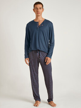 Пижама трикотажная с шелком (кофта, брюки) 49865 синий Calida