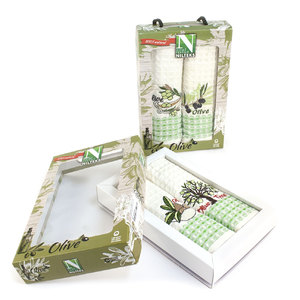 Комплект вафельных полотенец с вышивкой 50x70 (2 шт) 573 Оливки Olive