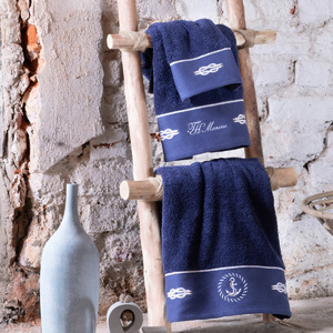 Комплект полотенец с вышивкой 30x50 (3 шт) Anchor синий Tivolyo