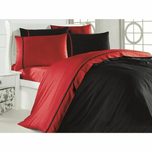 Комплект постельного белья из сатина Duet Style черный-красный Karven