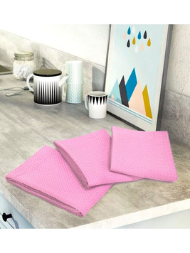 Комплект вафельных полотенец (3 шт) розовый Elin