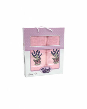 Комплект полотенец с вышивкой (50х90, 70х140) 1610 Lavanta Kelebek V2 светло-розовый Karven