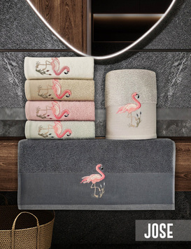 Комплект полотенец с вышивкой 30x50 (6 шт) HM 776 Vip cotton Flamingo Karven
