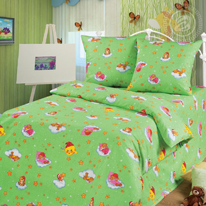 Детское постельное белье из бязи Облачко зеленый Артпостель