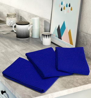 Комплект вафельных полотенец (3 шт) синий Elin