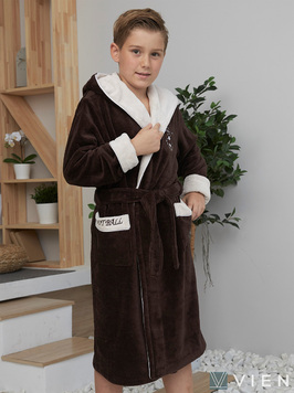 Детский халат с капюшоном Ronaldo коричневый Five Wien