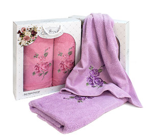 Комплект полотенец с вышивкой (50x90, 70x140) 3 розы Rose Gursan