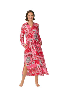 Длинный халат на пуговицах YI30015 розовый DKNY
